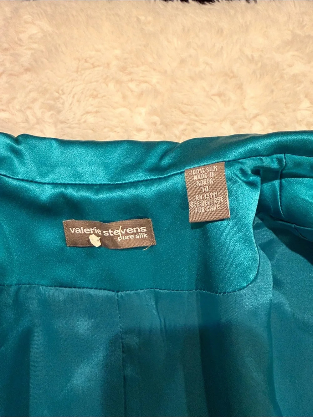 Valerie Stevens Silk Teal Single-Button Blazer size 14
